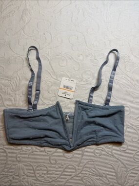 Free People The Rain Dusty Blue Dot-Texture Bralette. Small. NWT
